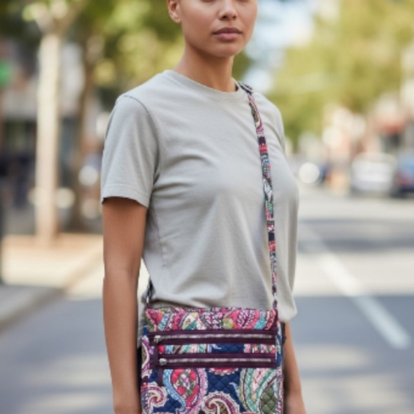 Vera Bradley Iconic Triple Zip Hipster Heirloom Paisley Crossbody Bag - Picture 16 of 16